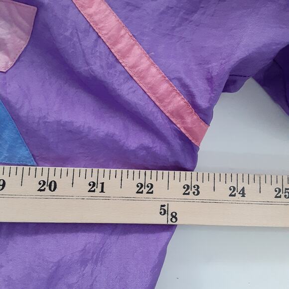 Vintage 1980s Purple Diamond Windbreaker Jacket Full Zip Oversized Track Suit - Picture 8 of 11